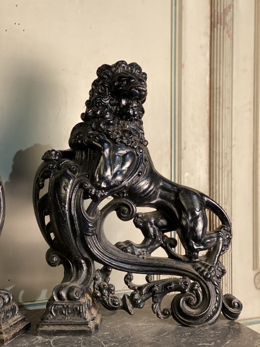 Pair Of Cast Iron Andirons-photo-1