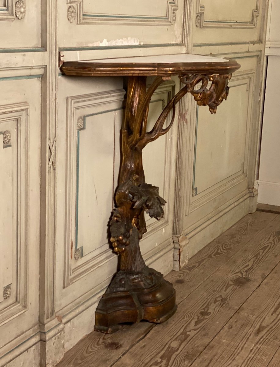 Console En Bois Sculpté Et Doré, Italie Du Nord, XIXème Siècle -photo-3