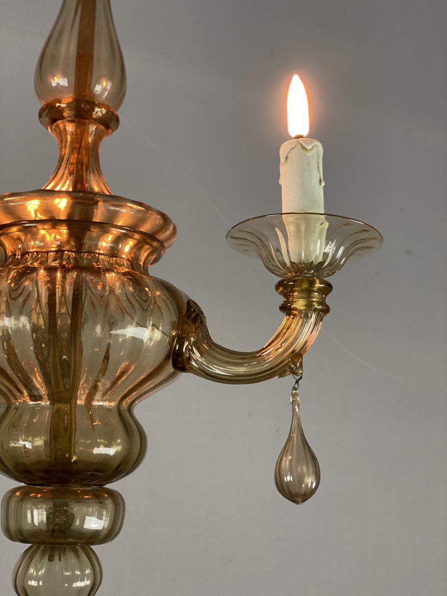 Mordoré Murano Glass Lantern, Three Arms Of Light-photo-1