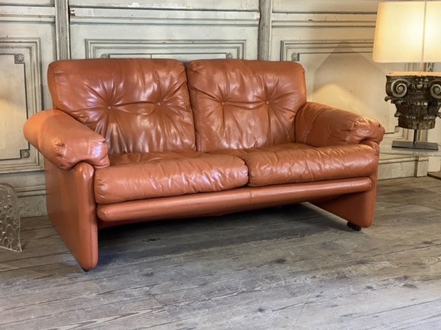 Coronado Sofa, Leather Two Seater, Scarpa For C & B-photo-3