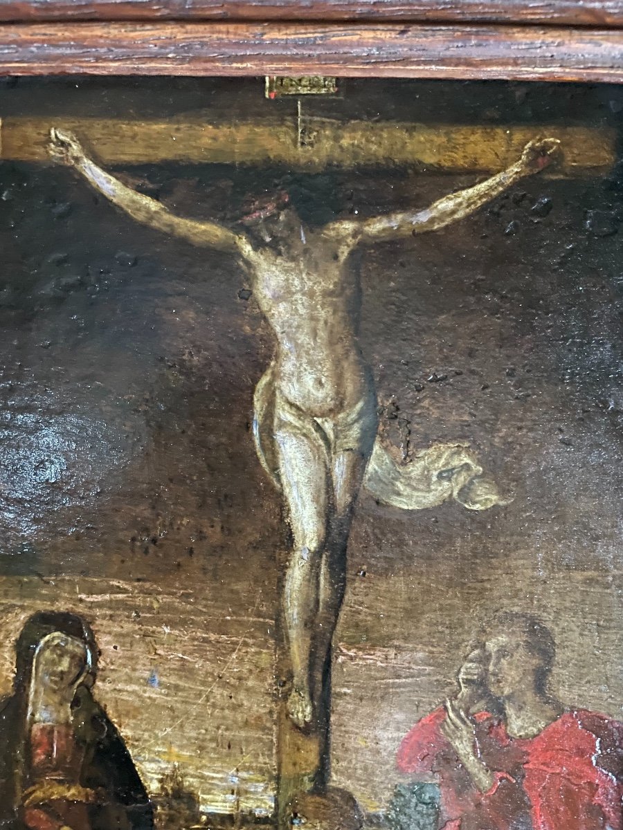 Christ On The Cross, Oil On Copper XVIIth Century-photo-1