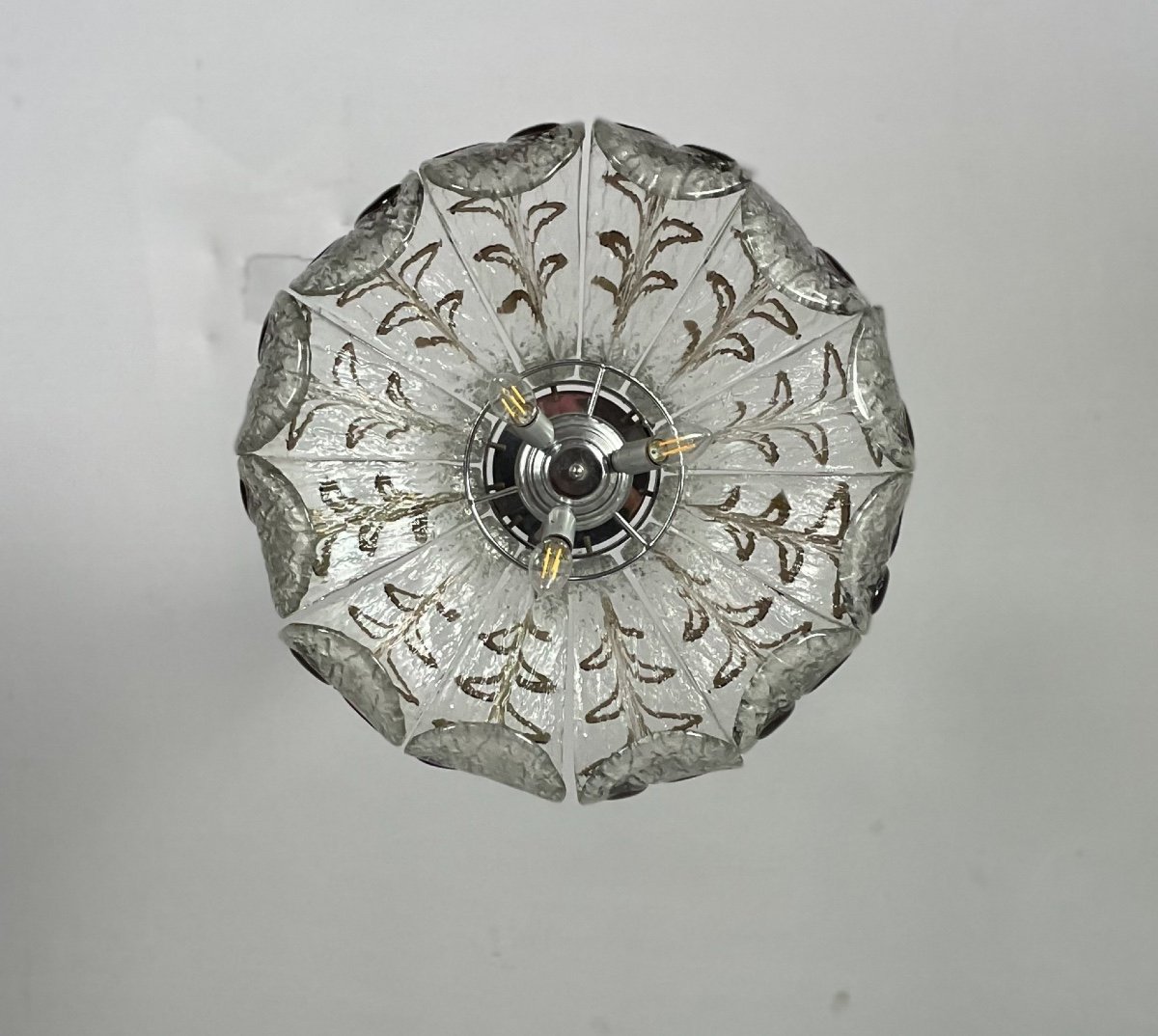 Venetian Chandelier In Colorless And Brown Murano Glass Circa 1970-photo-1