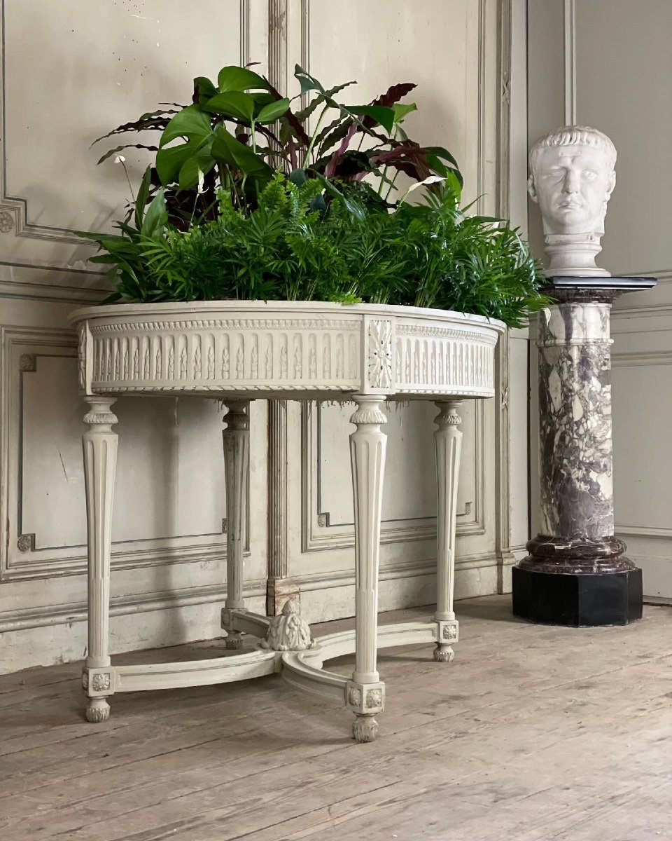 Painted Carved Wood Planter, Circa 1900-photo-2