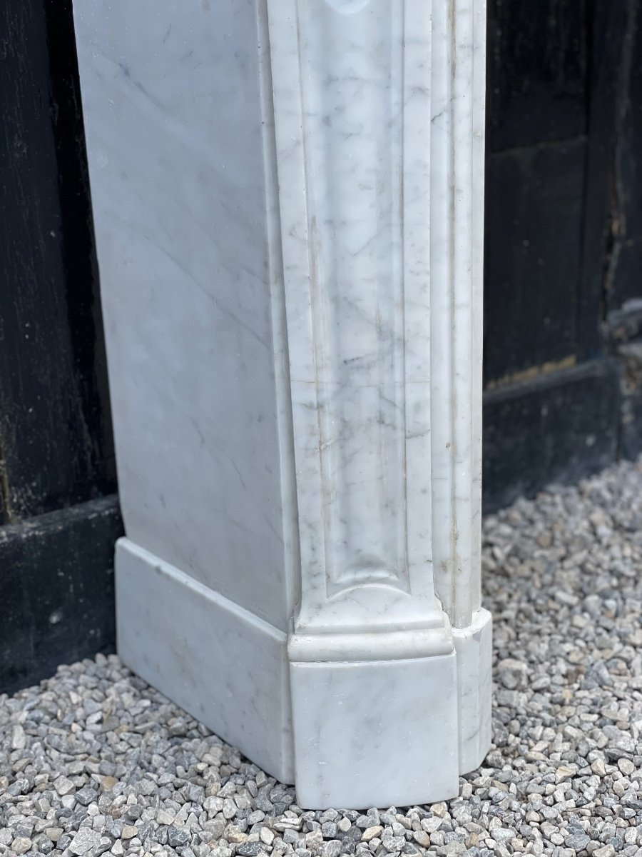 Louis XV Style Fireplace In Carrara Marble Circa 1880-photo-4