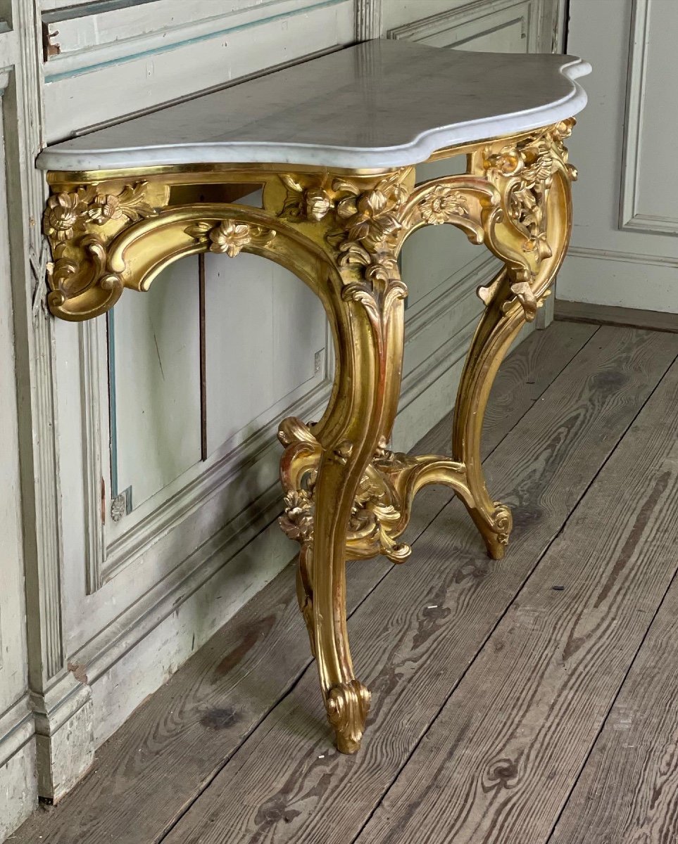 Louis XV Style Console In Golden Wood XIXth Century-photo-2