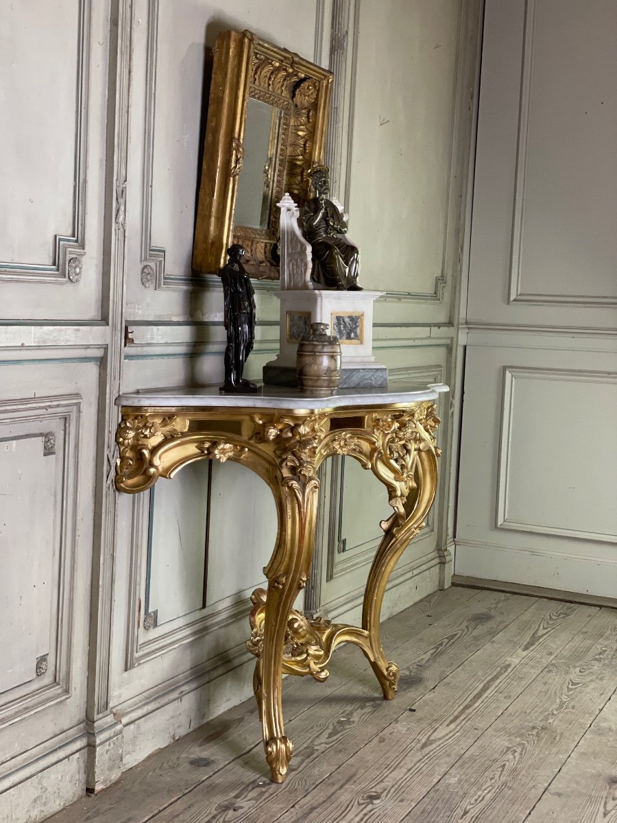 Louis XV Style Console In Golden Wood XIXth Century-photo-7