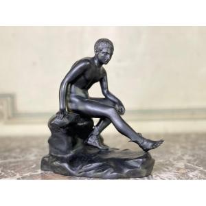 Hermes Au Repos, Bronze Patine Noire D’apres L’antique 