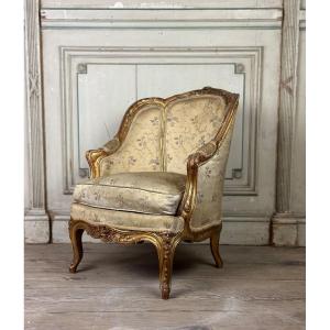 Louis XV Style Child's Bergere In Carved And Gilded Wood Circa 1880