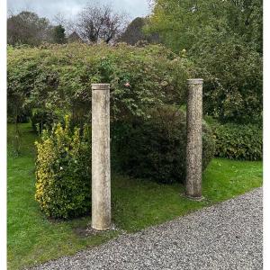 Pair Of Istrian Stone Columns, Venice 16th Century