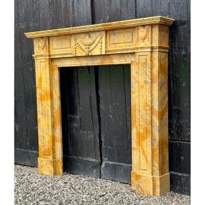 Louis XVI Style Fireplace In Yellow Siena Marble Circa 1880