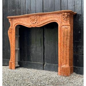 Louis XV Style Fireplace In Red Verona Marble Circa 1880 