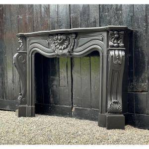 Napoleon III Fireplace In Black Belgian Or Black Mazy Marble, Circa 1880