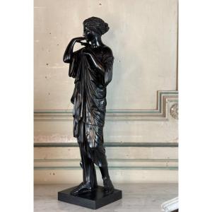 Diane De Gabies, Bronze d'Après L’antique, Patine Noire  XIXème Siècle