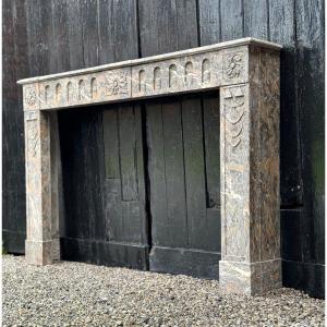 Louis XVI Fireplace In Gray Ardennes Marble, 18th Century