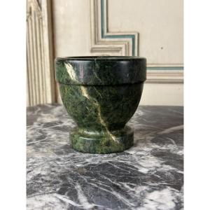 Small Mortar In Green Marble, XIXth Century 