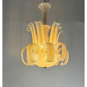 Lustre Vénitien En Verre De Murano Par Barovier Vers 1940 