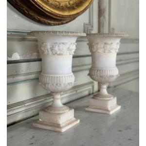 Pair Of Alabaster Vases, Italy Circa 1880