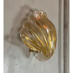 Venetian Wall Lamp In Gilded Murano Glass Circa 1980 