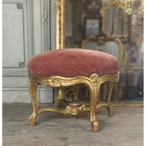 Louis XV Style Footstool In Carved And Gilded Wood Circa 1880