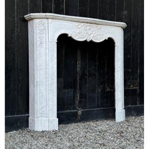 Regency Style Fireplace In White Carrara Marble Circa 1880