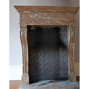 Imposing Napoleon III Fireplace In Rance Marble, Circa 1880