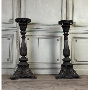 Pair Of Bronze Pedestals, Italy, 19th Century