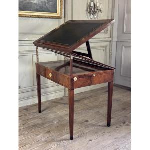 Tronchin Table, Mahogany And Mahogany Veneer, Stamped Chapuis, Circa 1800