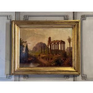 View Of The Parthenon, Imaginary Landscape, Oil On Canvas, Signed And Dated 1881?