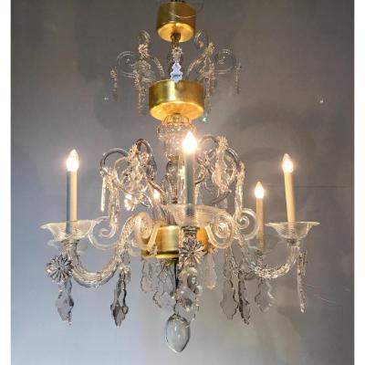 Lustre Liégeois, 6 Bras De Lumière, XVIIIème Siècle 