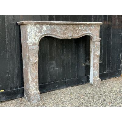 Louis XV Fireplace In Gray Marble Of The Ardennes, Eighteenth Century