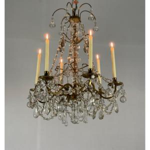 Gilt Bronze Chandelier Garnished With Drop Shaped Tassels