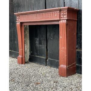 Louis XVI Style Fireplace In Antique Red  Marble, France Circa 1880