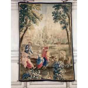 Tapestry, Country Scene, Wool And Silk, Eighteenth Century