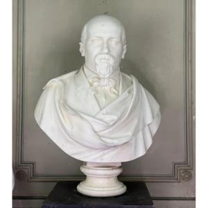 Statuary White Carrara Marble Bust, Circa 1880