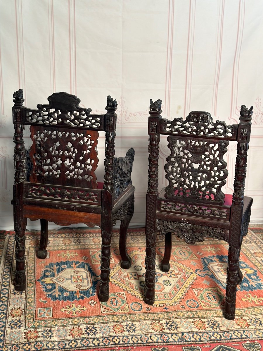 Chinese Armchair With Decors Of European Influence 19 Centuries-photo-3