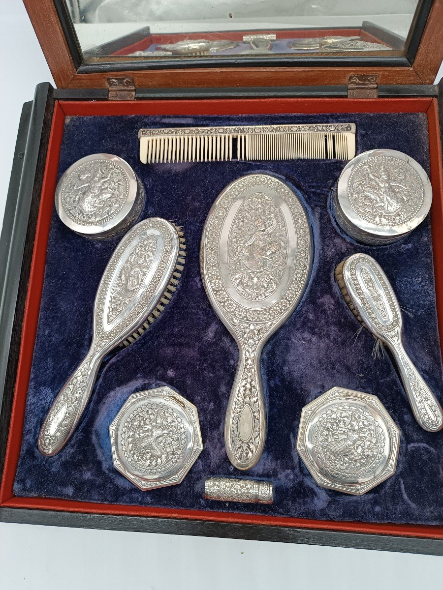 Coffret Service De Toilette En Argent 9 Pièces  XIX -ème-photo-3