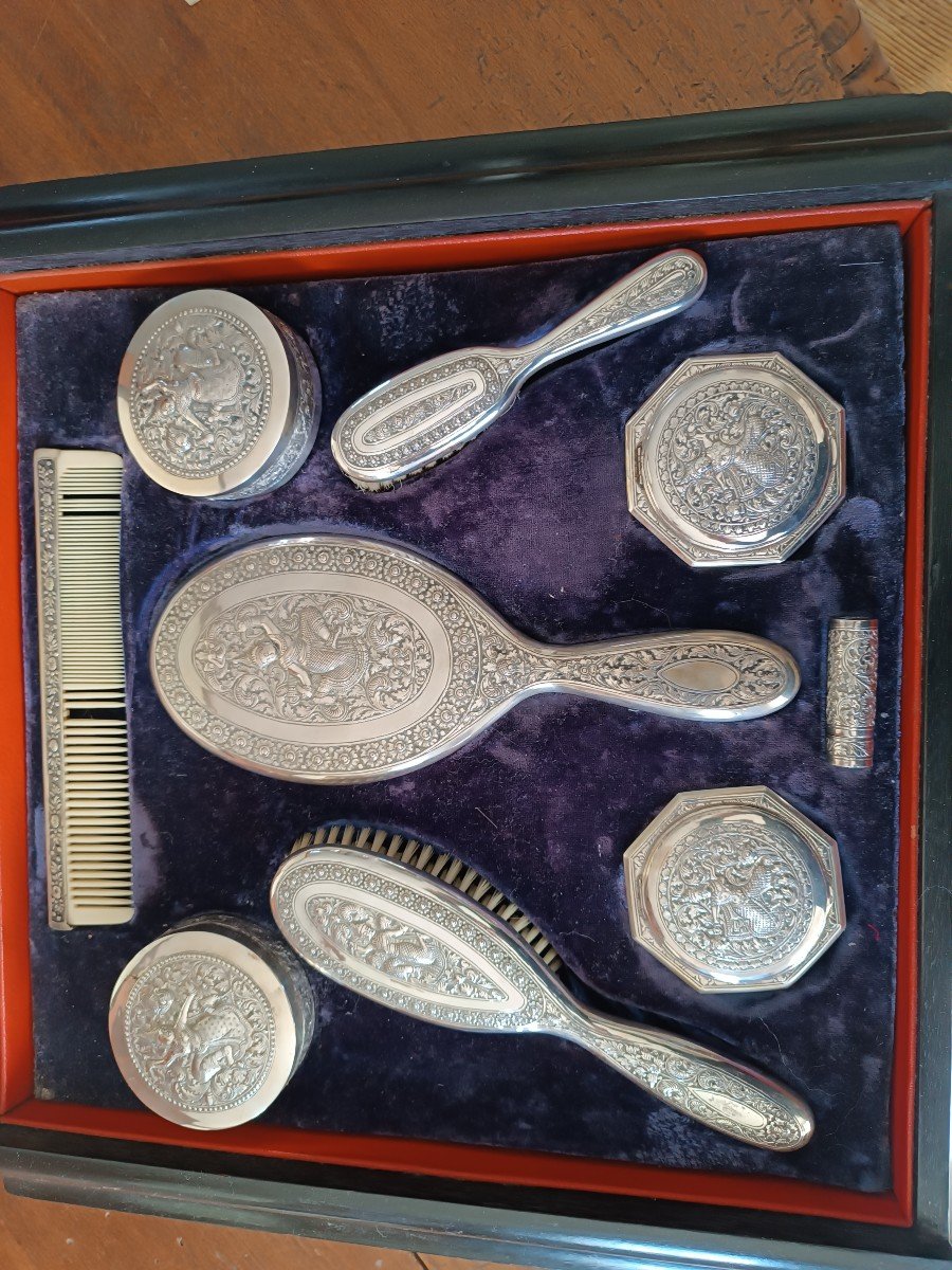 Coffret Service De Toilette En Argent 9 Pièces  XIX -ème-photo-4