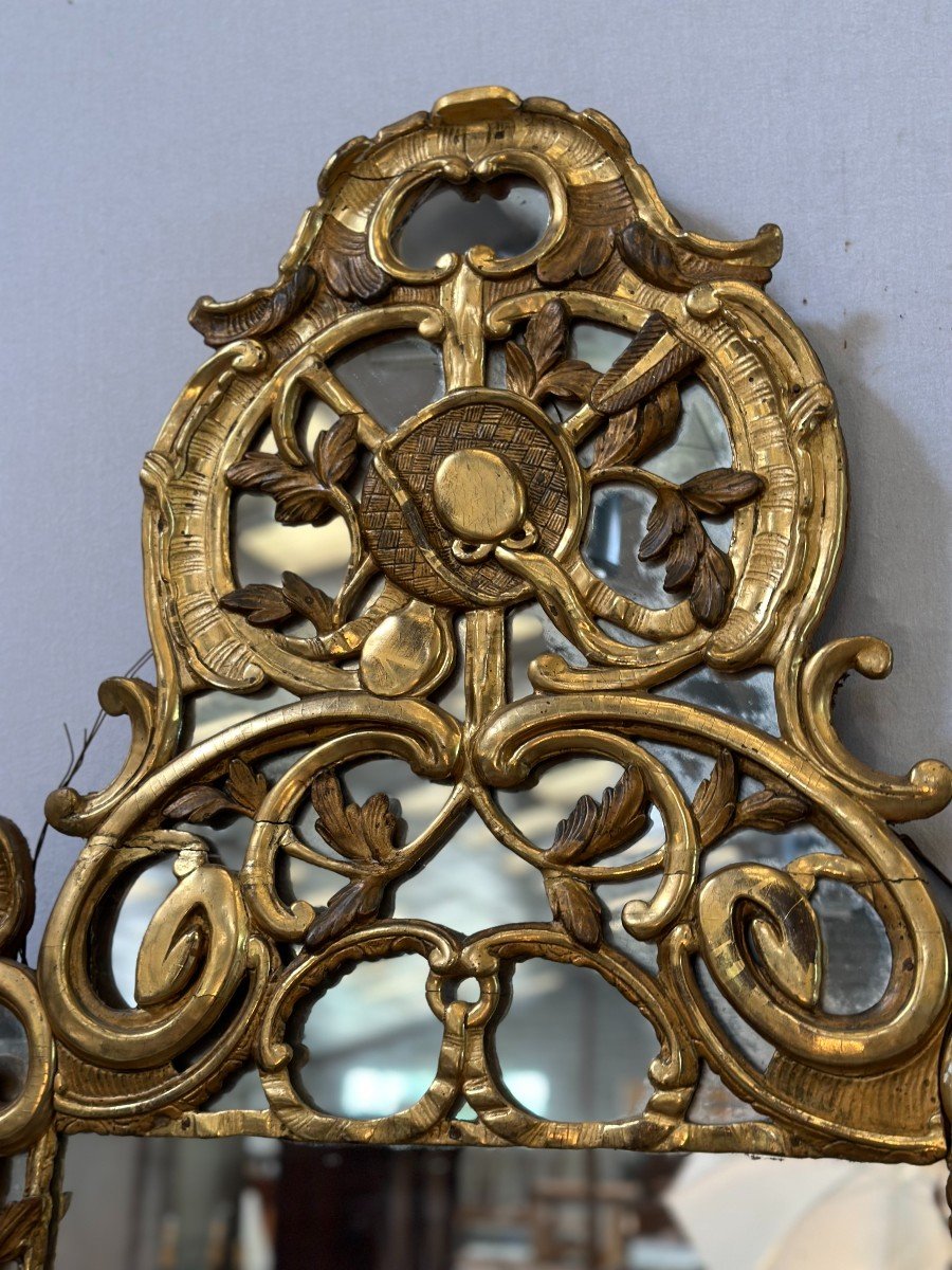 Louis XV Mirror With Parecloses In Golden Wood 18th Century-photo-3