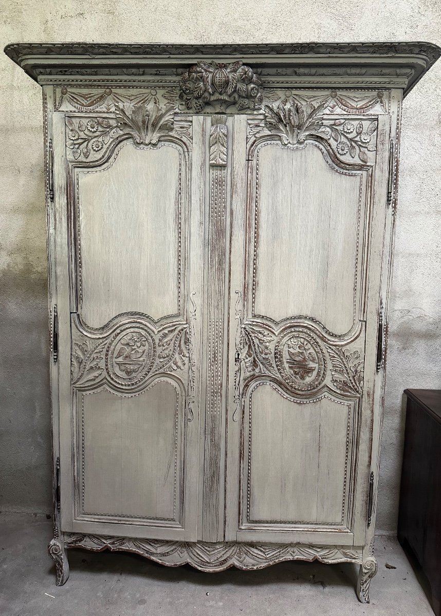 Armoire De Mariage Rechampie  XVIIIe Siècle-photo-3