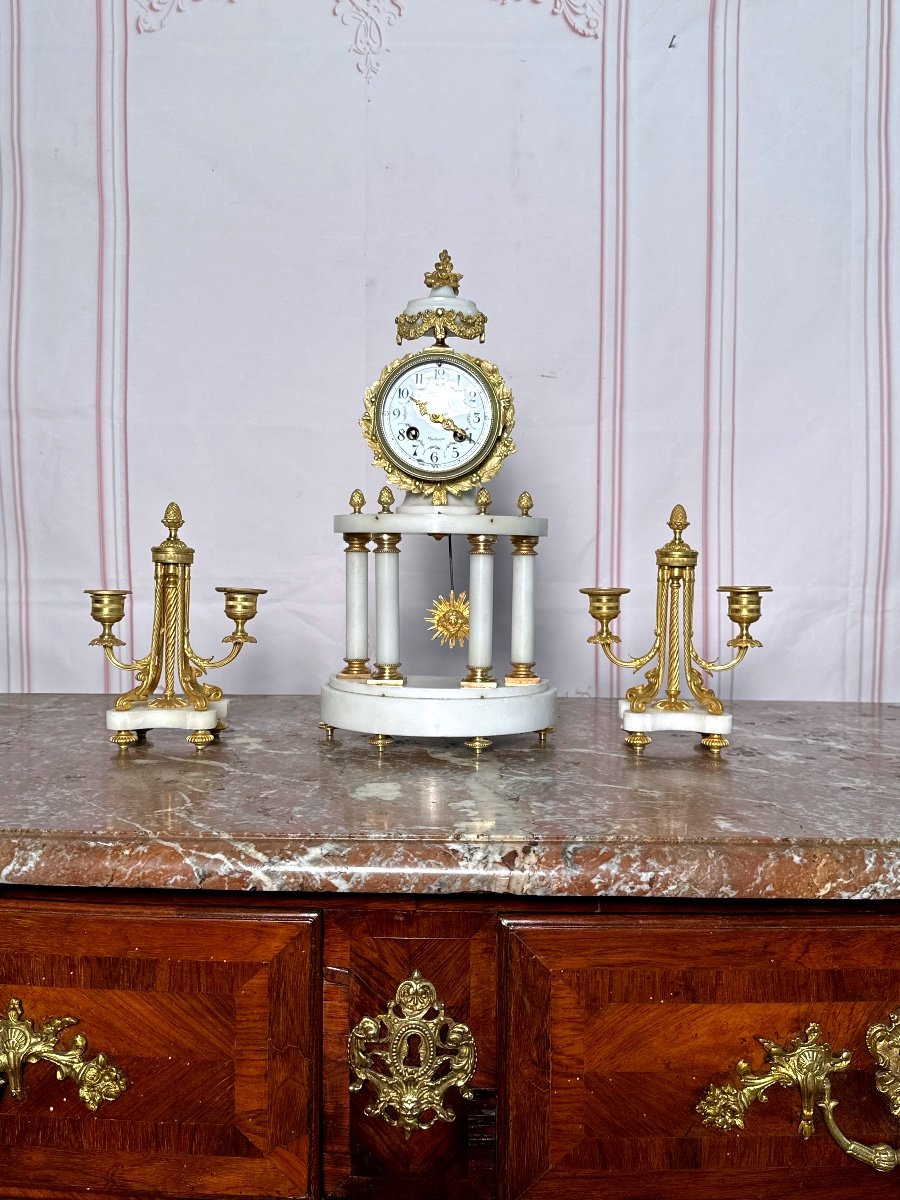  Garniture De Cheminée Louis XVI (xix Siècles)