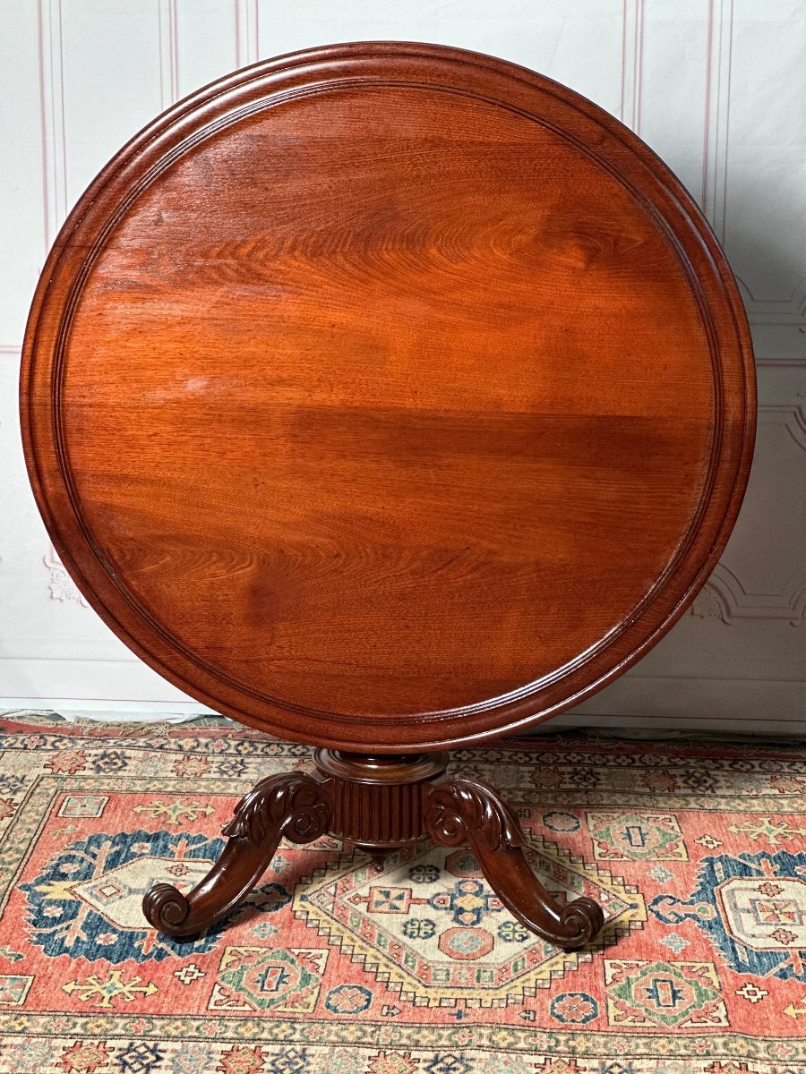 Pedestal Table In Solid Mahogany 19th Century -photo-3