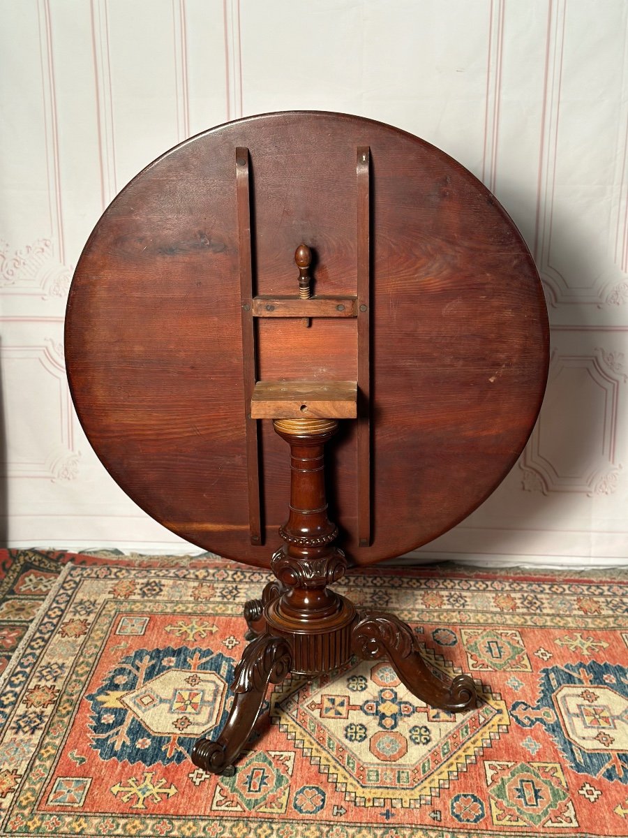 Pedestal Table In Solid Mahogany 19th Century -photo-4