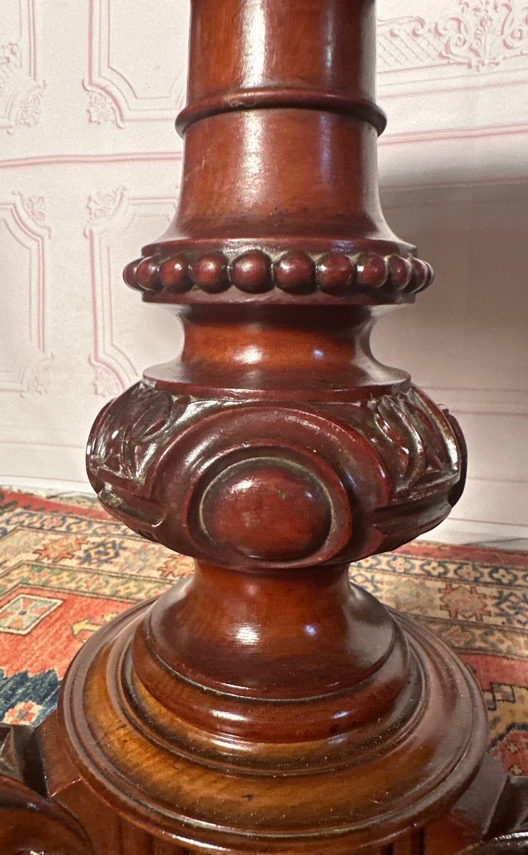 Pedestal Table In Solid Mahogany 19th Century -photo-2