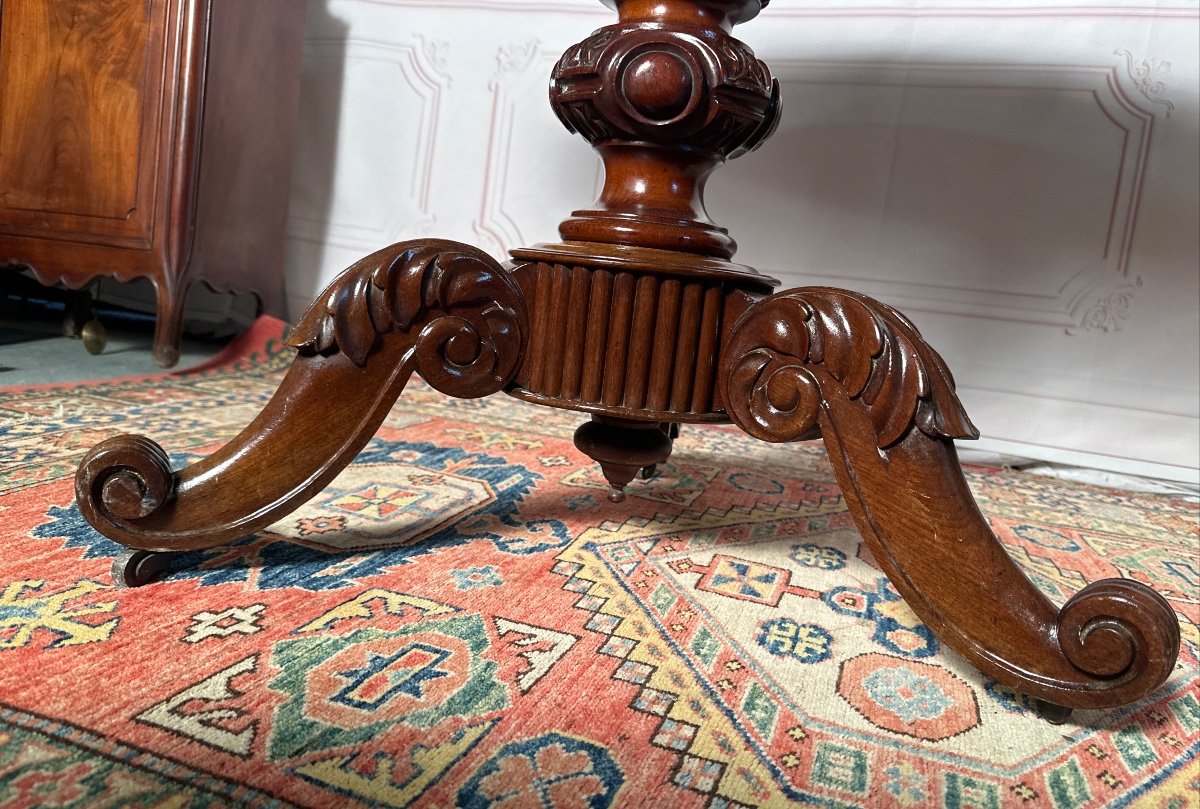 Pedestal Table In Solid Mahogany 19th Century -photo-3