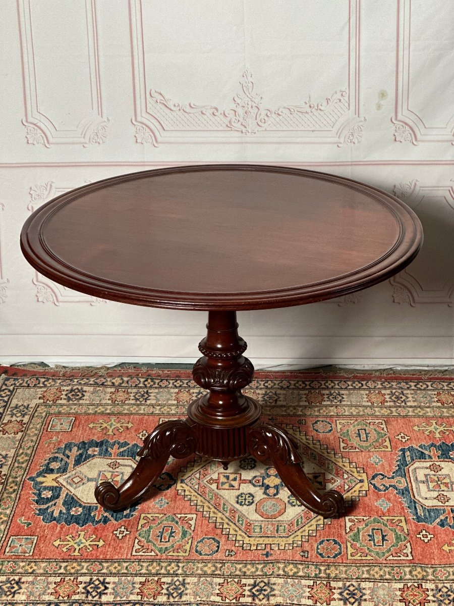 Pedestal Table In Solid Mahogany 19th Century 