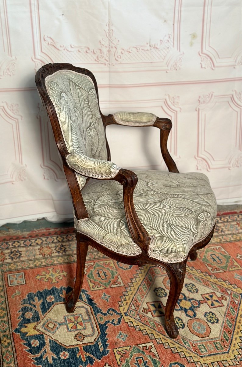 18th Century Queen's Armchair And Footrest-photo-3