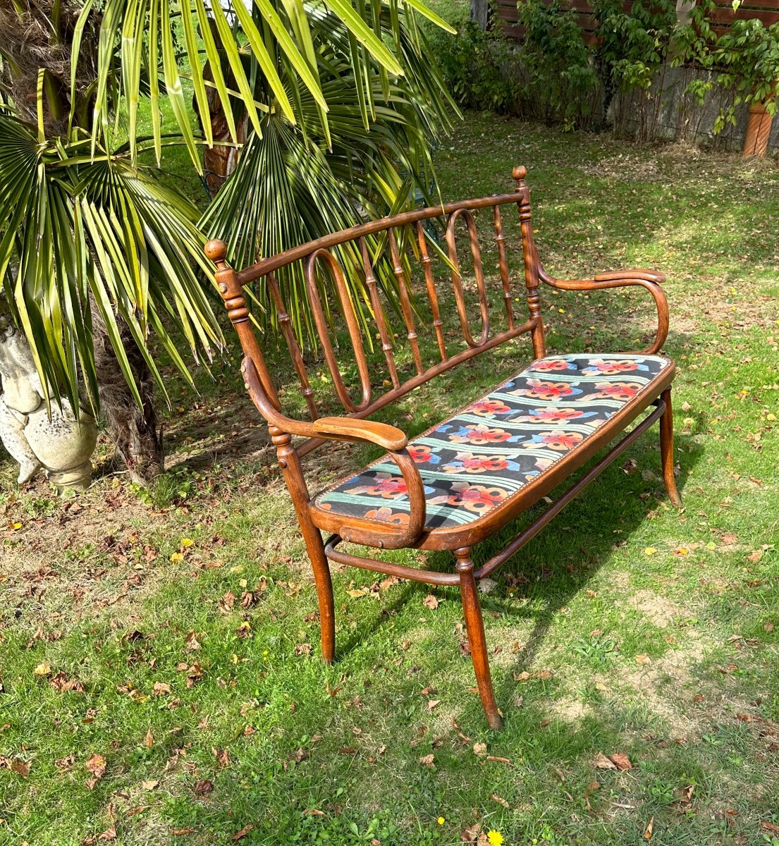 Elegance And Rare Bentwood And Rattan Bench By Michael Thonet, Vienna, Circa 1920-photo-3