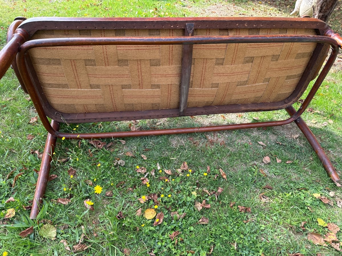 Elegance And Rare Bentwood And Rattan Bench By Michael Thonet, Vienna, Circa 1920-photo-2