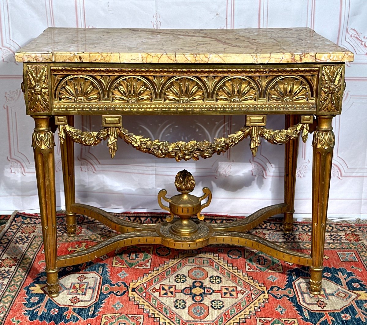 Table a  gibier  Console En Bois Doré    Louis XVI  milieu du XVIII siècles