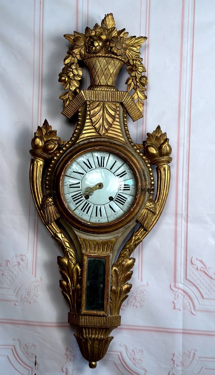 18th Century Gilded Wooden Wall Clock -photo-3